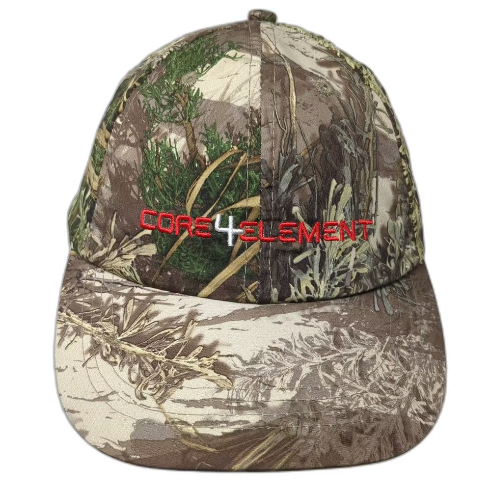 CORE4ELEMENT Baseball Cap Brown Green Camo Embroidered Strapback Hat One Size